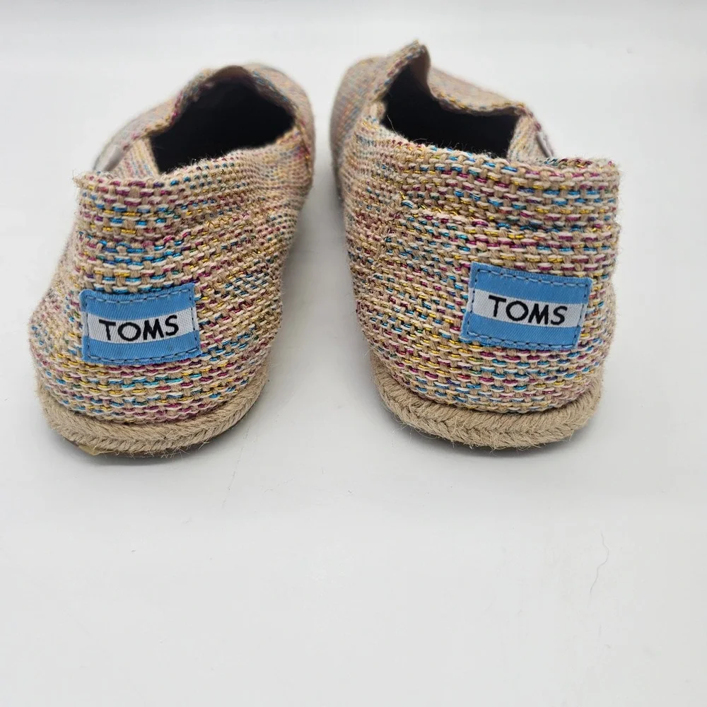 TOMS Alpargata Slip On Shoes Womens 10 Multi Color Woven Boho Retro Espadrille